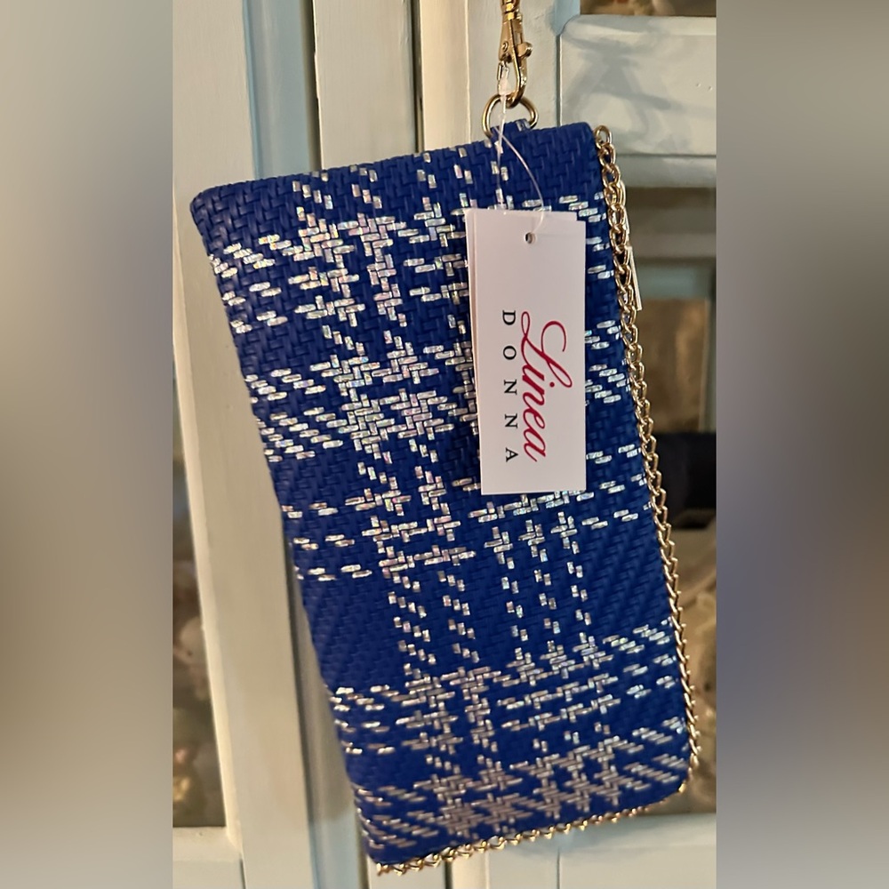 Blue and Silver Woven Clutch
